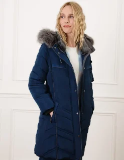 Parka longue bleu marine