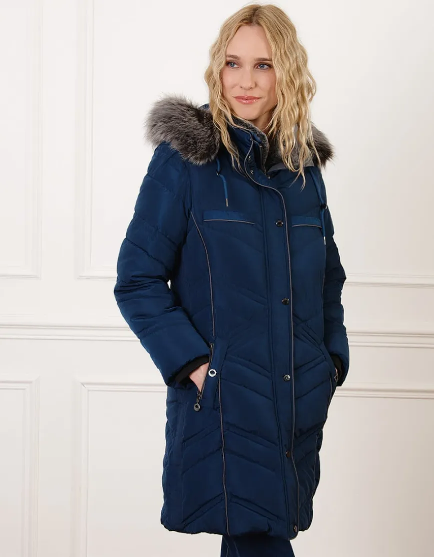 Parka longue bleu marine