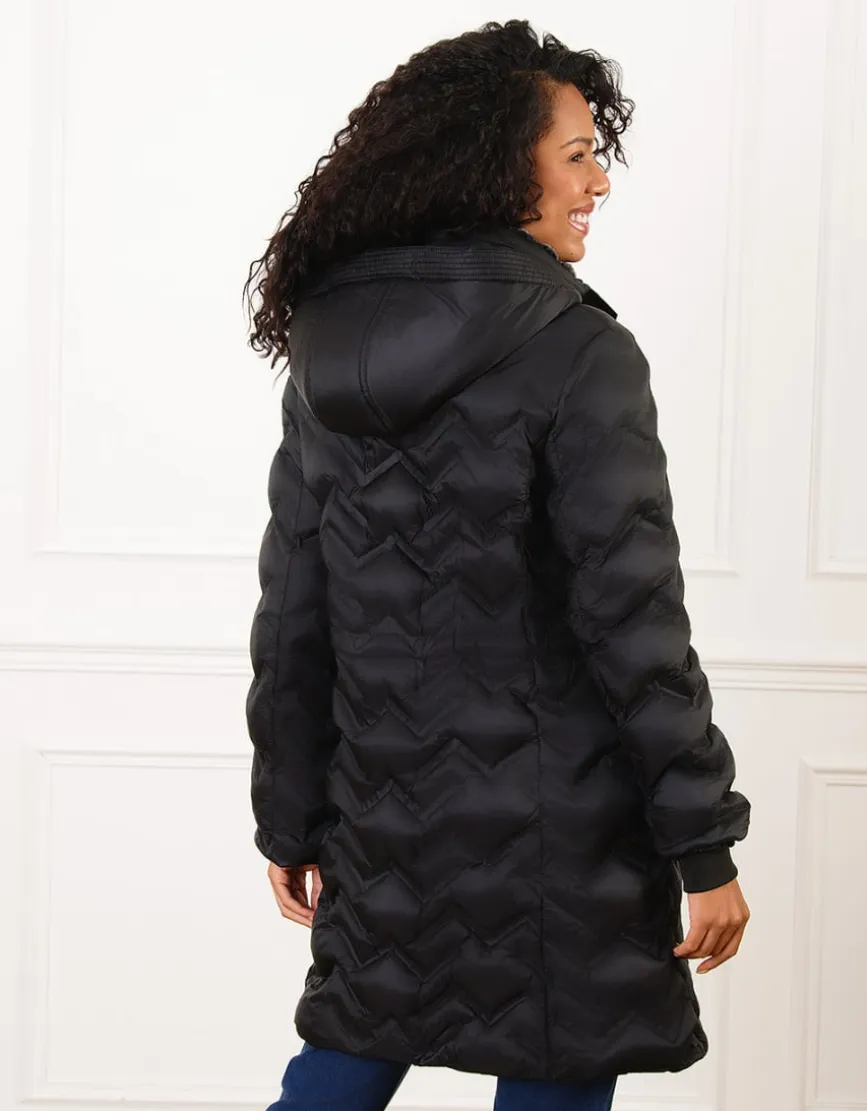 Parka longue noire mat