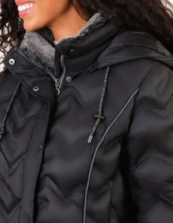 Parka longue noire mat