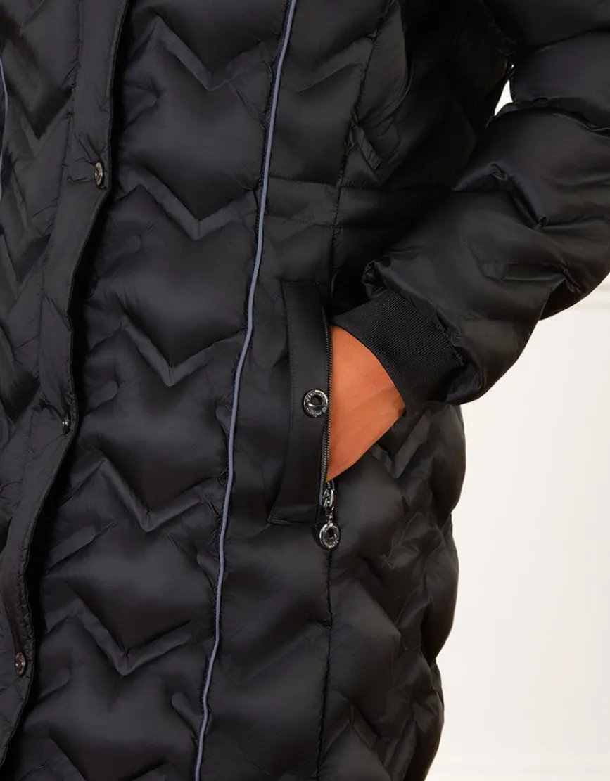 Parka longue noire mat