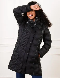 Parka longue noire mat