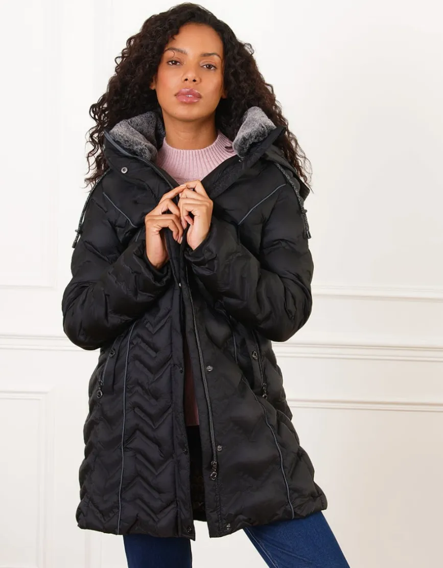 Parka longue noire mat