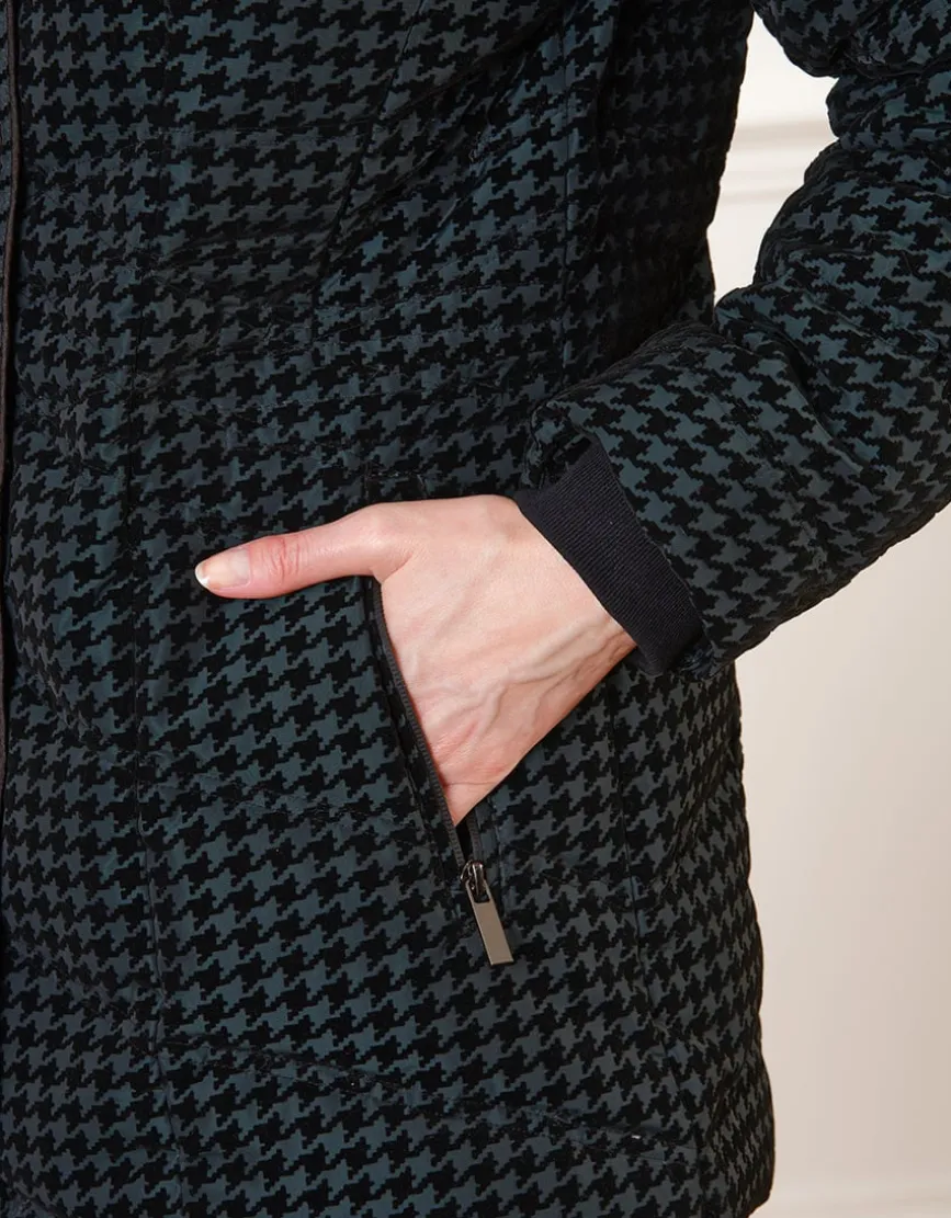Parka noire pied de poule