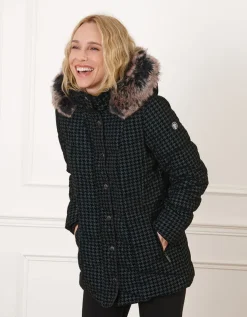 Parka noire pied de poule