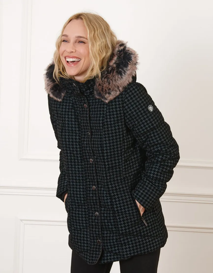Parka noire pied de poule