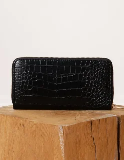 Portefeuille noir croco