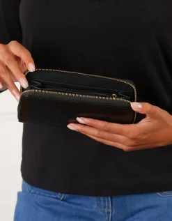 Portefeuille noir croco