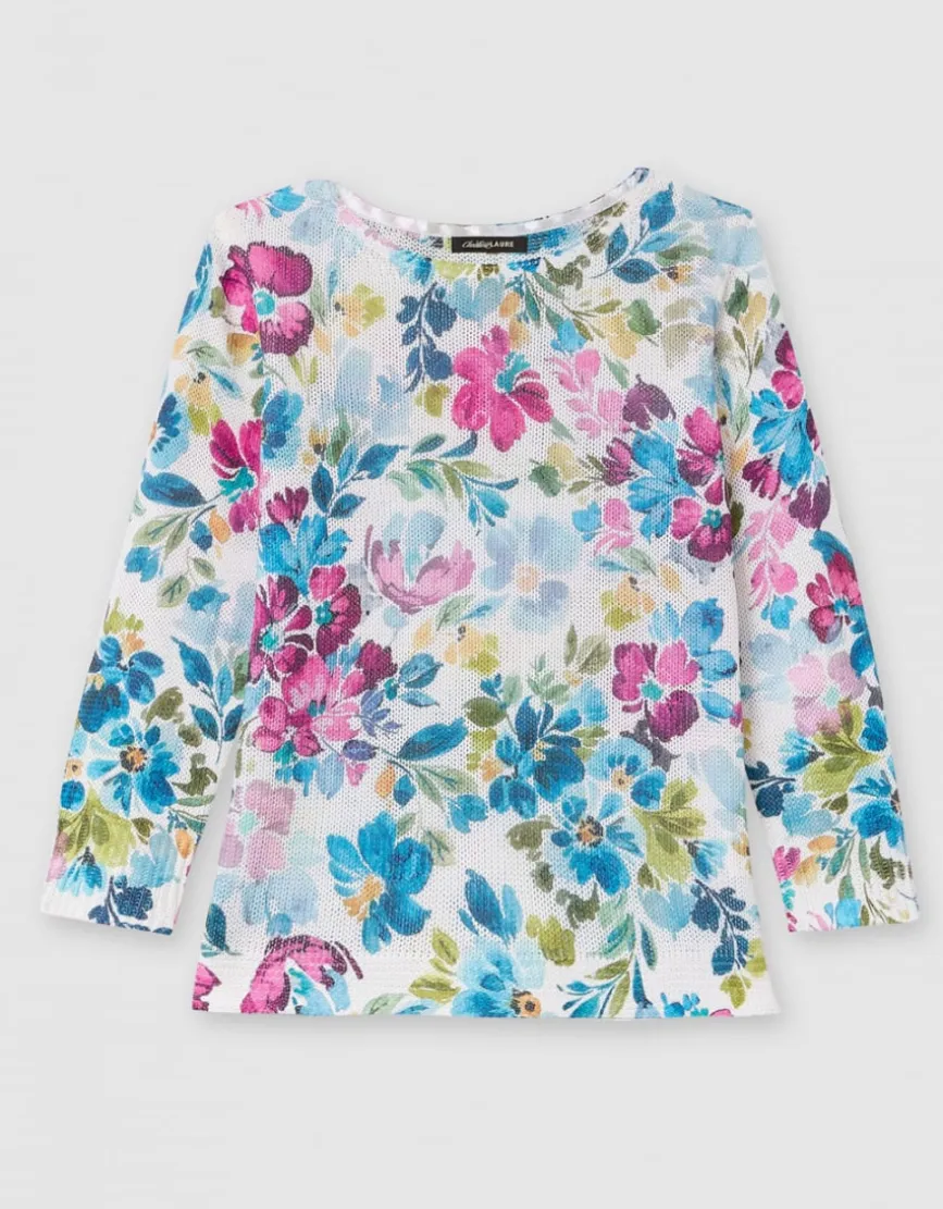 Pull ajouré motif blanc