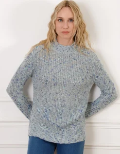 Pull bleu moucheté