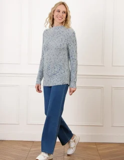 Pull bleu moucheté