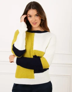 Pull chaud écru et vert