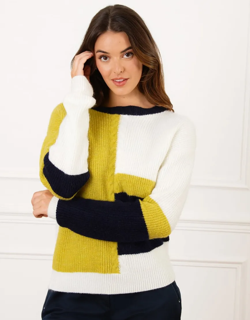 Pull chaud écru et vert