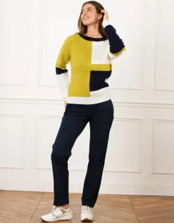 Pull chaud écru et vert
