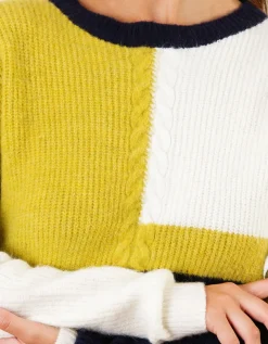 Pull chaud écru et vert