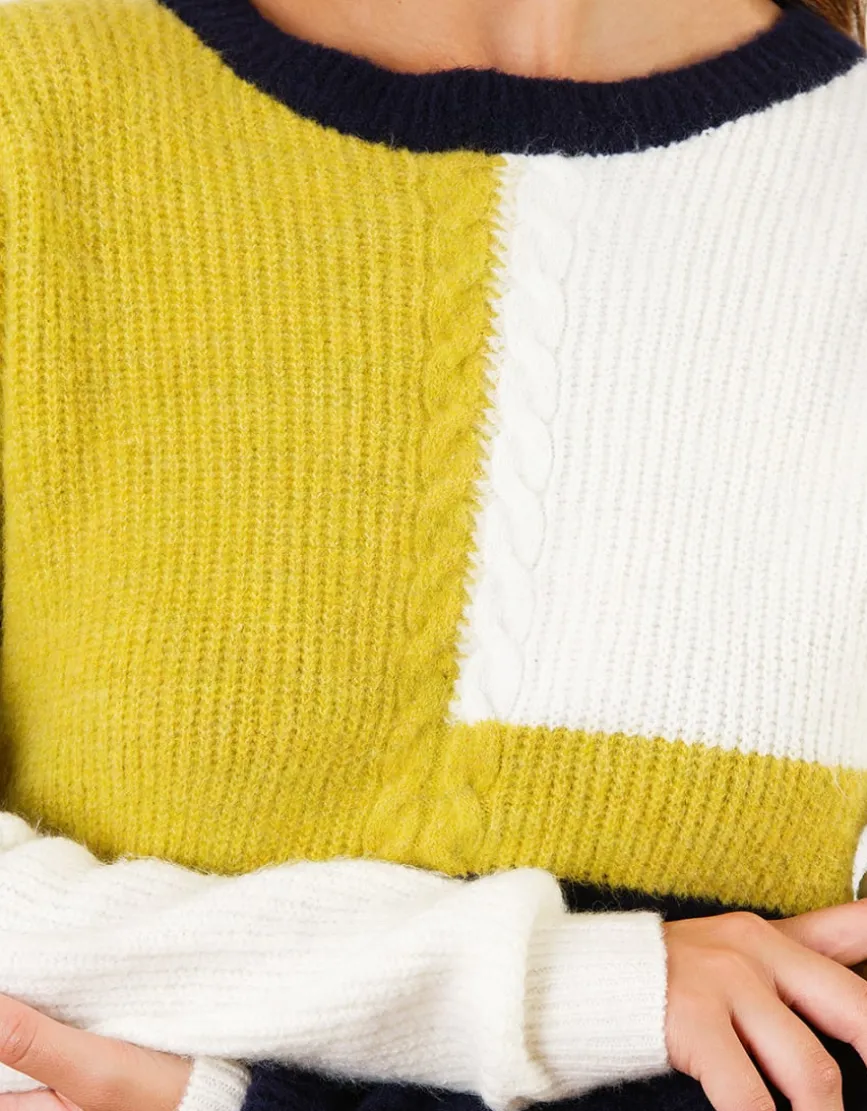 Pull chaud écru et vert