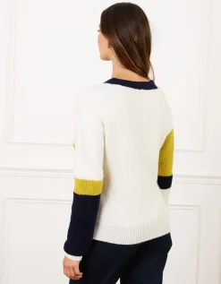 Pull chaud écru et vert
