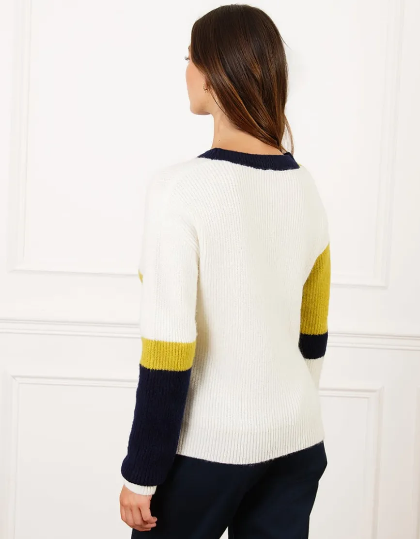 Pull chaud écru et vert