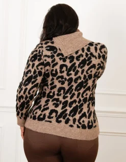 Pull chaud marron léopard