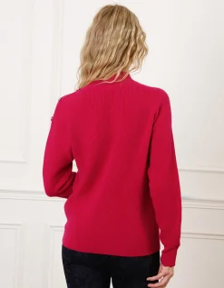 Pull chaud rose boutons