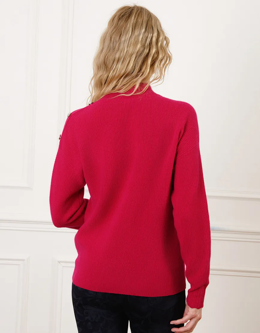 Pull chaud rose boutons