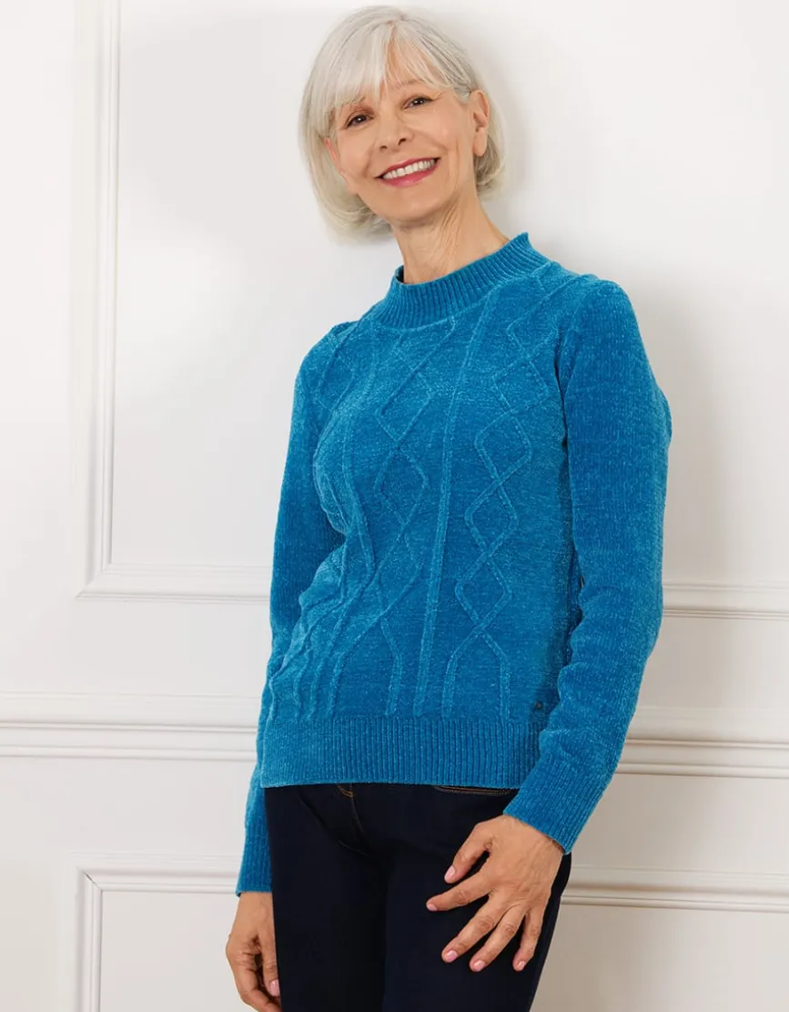 Pull chenille bleu