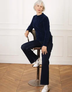 Pull chenille bleu marine