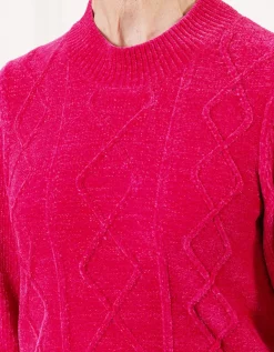 Pull chenille rose