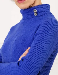 Pull col montant bleu roi