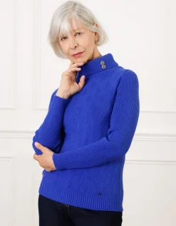 Pull col montant bleu roi