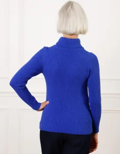 Pull col montant bleu roi