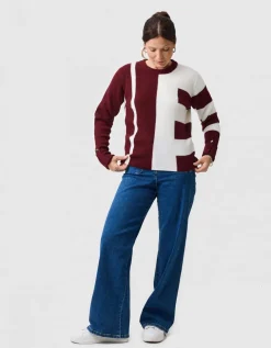Pull color-block rouge