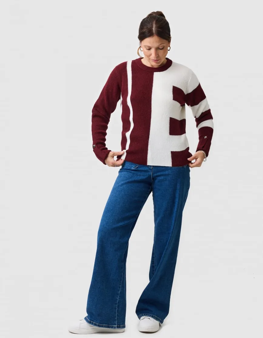 Pull color-block rouge