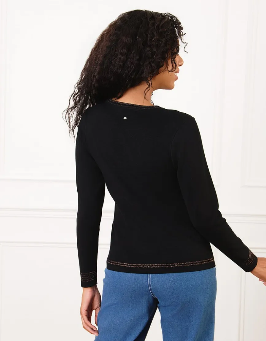 Pull col rond noir