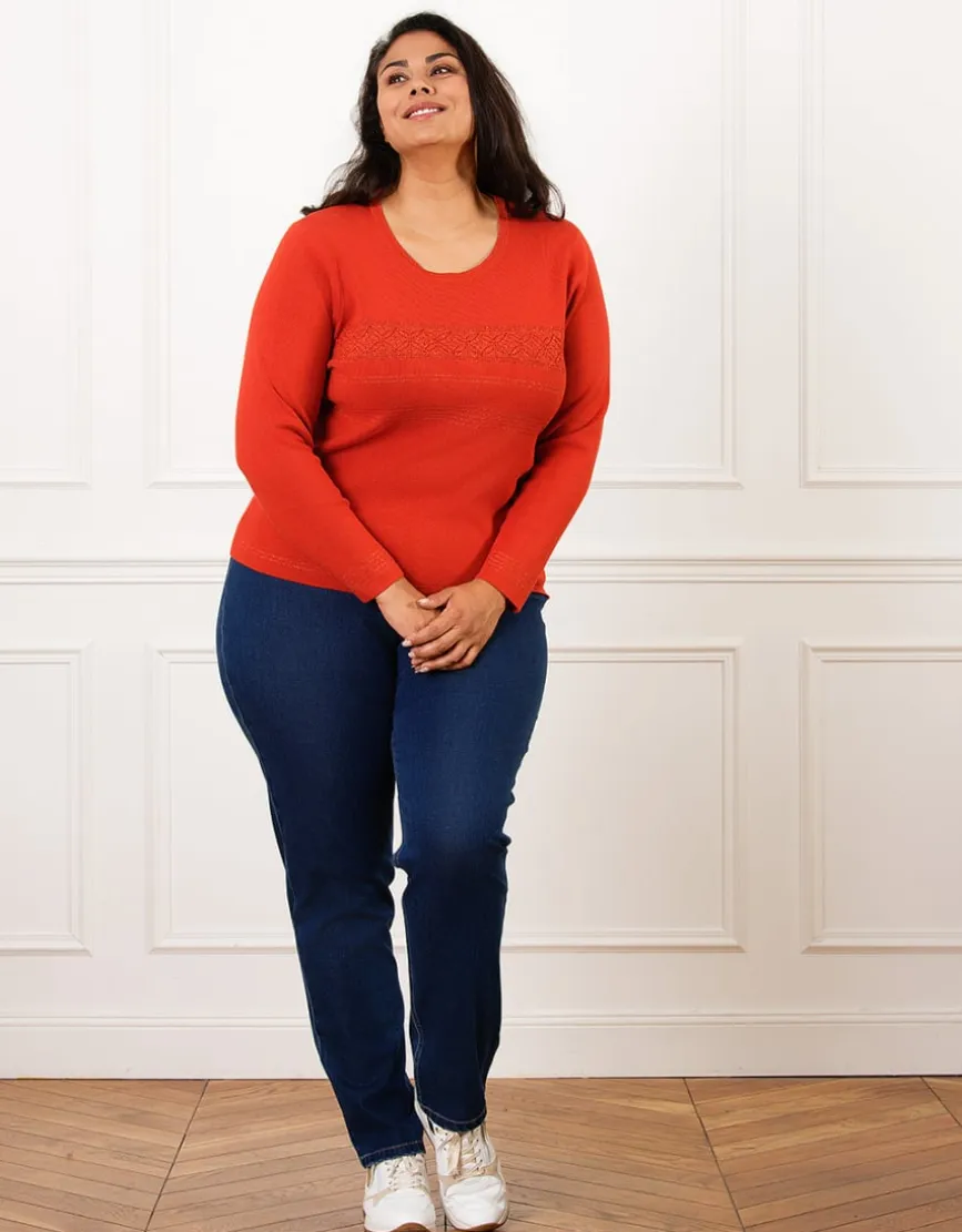 Pull col rond orange