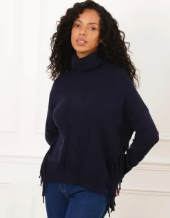 Pull col roulé marine