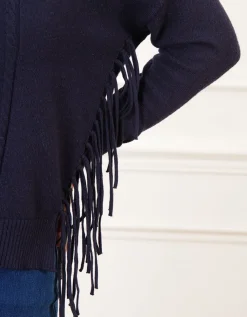 Pull col roulé marine