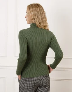 Pull col roulé vert kaki
