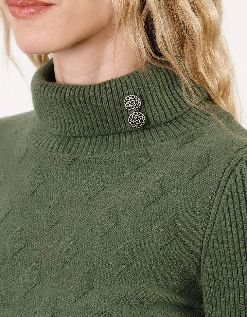 Pull col roulé vert kaki