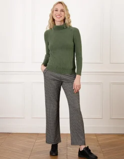 Pull col roulé vert kaki
