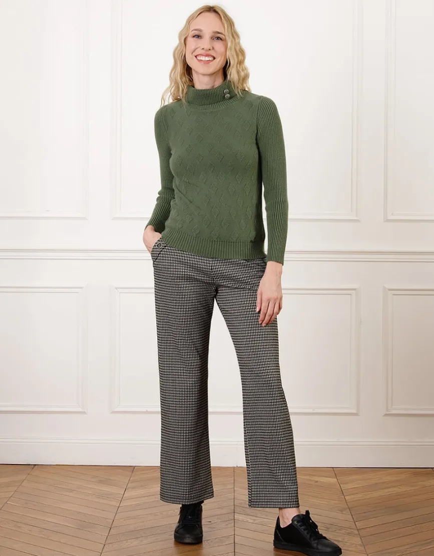 Pull col roulé vert kaki