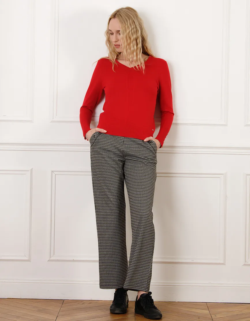 Pull col V rouge