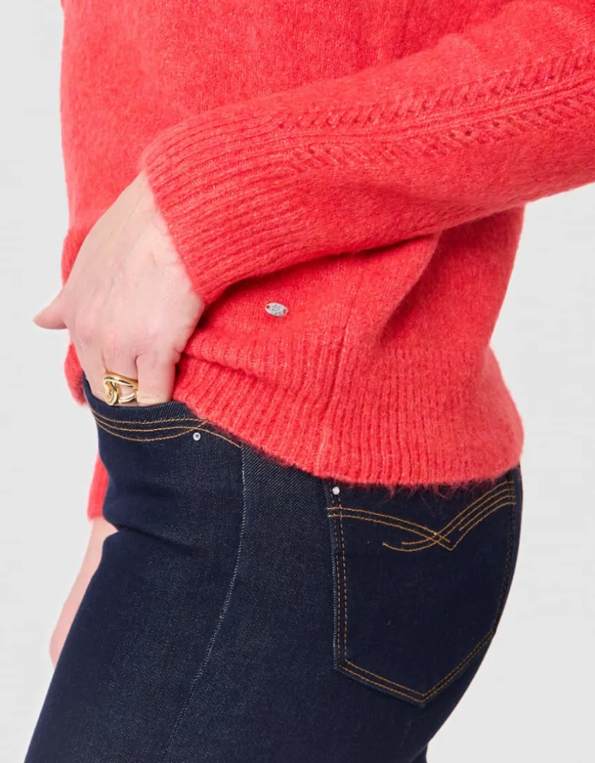 Pull col V rouge