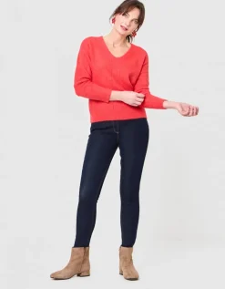 Pull col V rouge