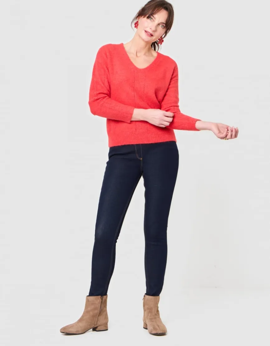 Pull col V rouge