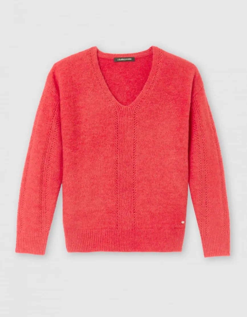 Pull col V rouge