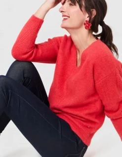 Pull col V rouge