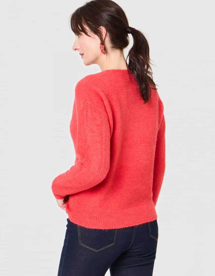 Pull col V rouge