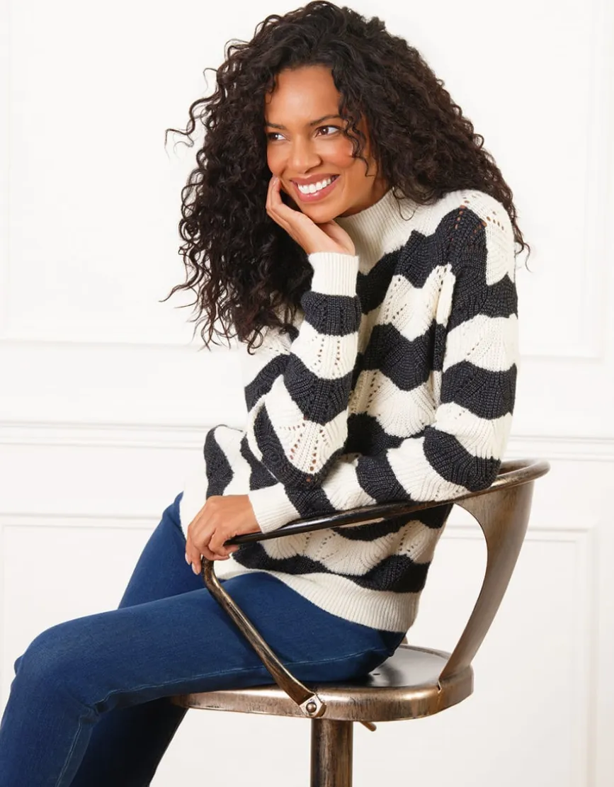 Pull écru maille ajourée