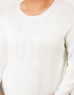 Pull écru maille torsadée